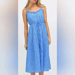 Electric & Rose x Anthropologie Quinn Pansy Floral Whimsical Midi Slip Dress  XS